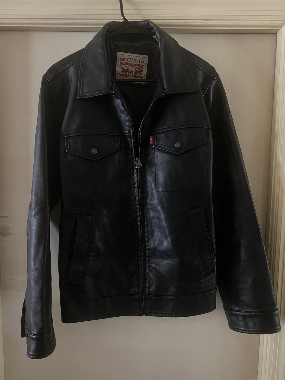 Levi's Black Faux Leather Bomber Jacket